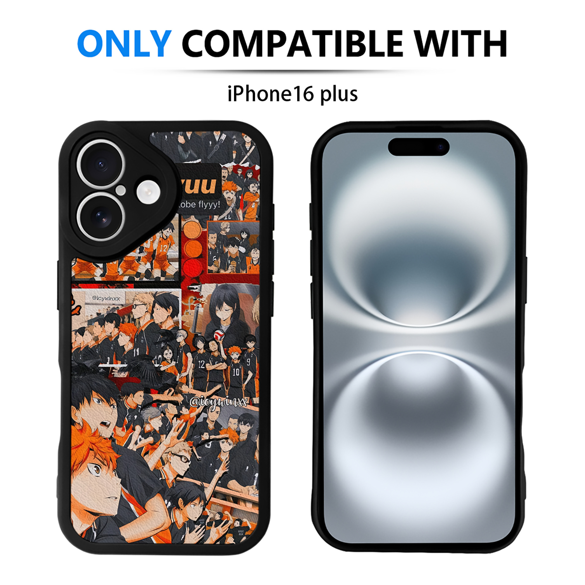 （画像用） ハイキュー!! Haikyu!! 【iPhone 16シリーズ対応】シリコンスマホケース（レザー調） 材質：シリコン